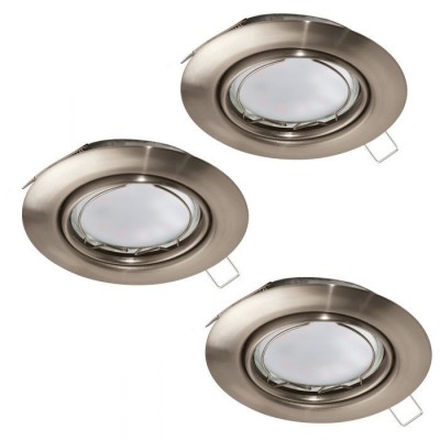 Set 3 spoturi incastrabile cu iluminat GU10-LED, nickel, diametru 8,7cm, PENETO