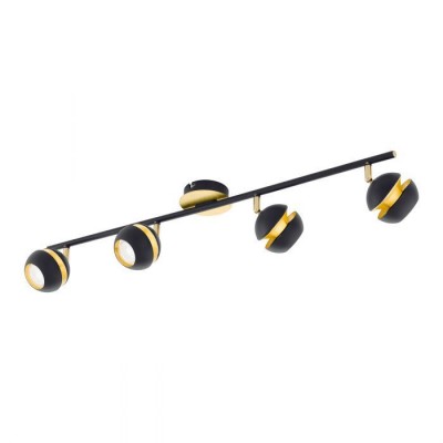 Lustra cu 4 spoturi GU10-LED, L-76cm, negru/auriu, NOCITO