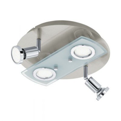 Plafoniera cu 4 spoturi GU10-LED, diam.29cm, nickel/alb/crom, PAWEDO 1