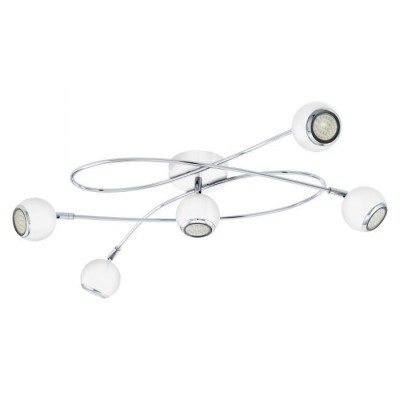 Plafoniera cu 5 spoturi GU10-LED, L-85cm, alb/crom, LOCANDA