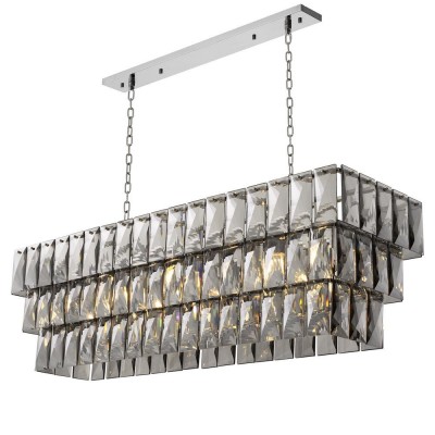 Lustra suspendata design LUX Amazone Rectangular, nickel/ sticla fumurie