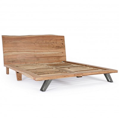 Pat din lemn design unicat industrial DOUBLE BED ARON