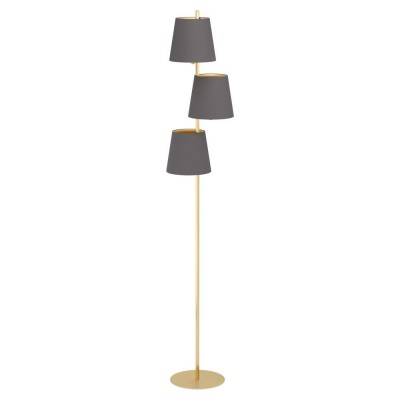 Lampadar modern cu 3 surse de lumina din tesatura Almeida 2 alama/ capucino