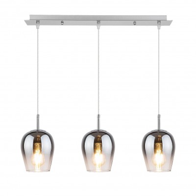 Lustra cu 3 Pendule design modern Petunia crom/fumuriu