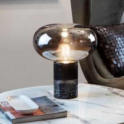 Veioza / Lampa de masa design elegant Fungi negru/fumuriu