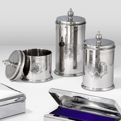 Set de 3 cutii pentru biscuiti design LUX Gaston, nickel