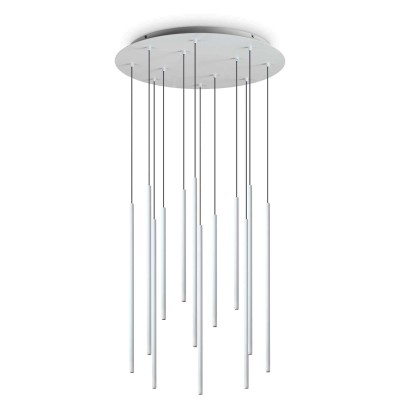 Lustra cu 12 pendule LED design tubular FILO SP12 BIANCO