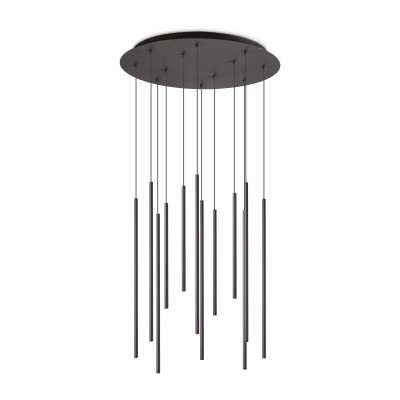 Lustra cu 12 pendule LED design tubular FILO SP12 NERO