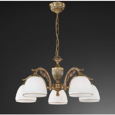 Candelabru cu 5 brate clasic design italian din alama si sticla 8601