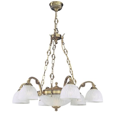 Candelabru cu 6 brate clasic design italian din alama, sticla 5650