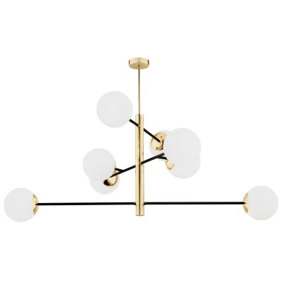Lustra suspendata design modern minimalist CAMERON 8L negru/alama