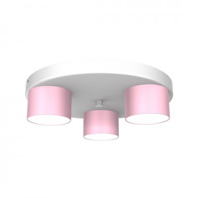 Plafoniera cu 3 spoturi pentru camera copii/tineret design modern DIXIE roz, alb
