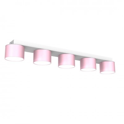 Lustra cu 5 spoturi pentru camera copii/tineret design modern DIXIE roz, alb