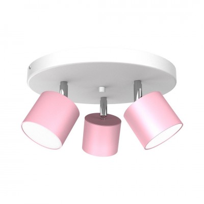 Plafoniera cu 3 spoturi directionabile pentru camera copii/tineret design modern DIXIE roz, alb