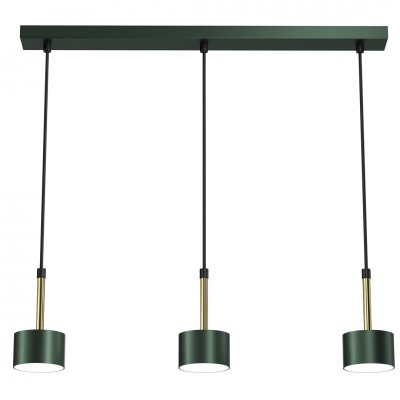 Lustra cu 3 pendule design modern ARENA verde, auriu