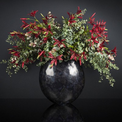 Aranjament floral mare decor festiv design LUX VASE SHELL WITH EUCALYPTUS, H-130cm