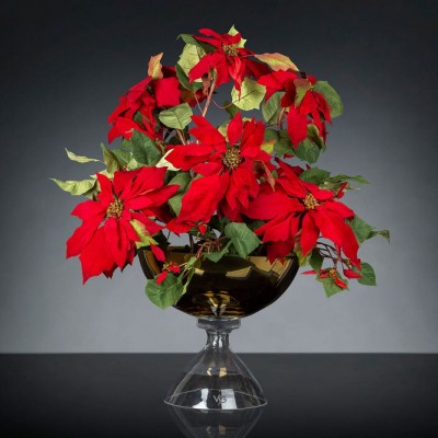 Aranjament floral mare decor festiv design LUX ALICE RED STAR H-105cm
