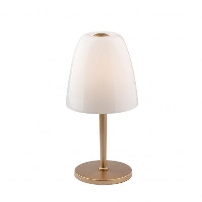 Veioza, Lampa de masa design deosebit Ares auriu/ alb