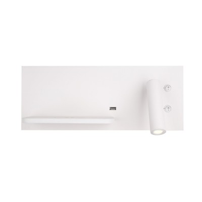 Aplica de perete cu spot LED, lumina ambientala, mufa USB si incarcare wireless, SUPERIOR alb