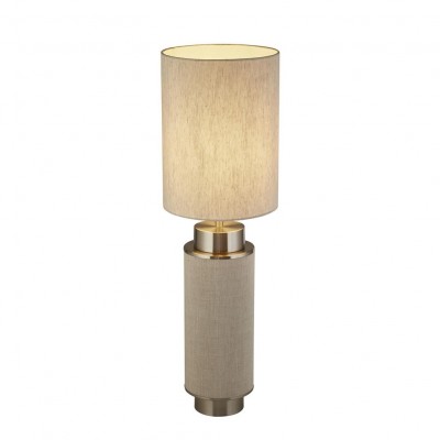 Veioza, lampa de masa moderna Flask hessian/ nickel satinat