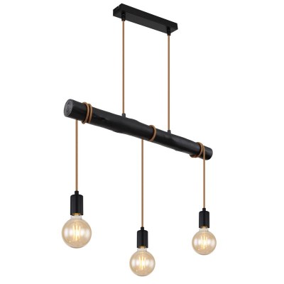 Lustra cu 3 pendule design rustic Gregor negru