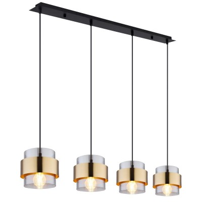 Lustra cu 4 pendule design modern MILLEY negru, auriu