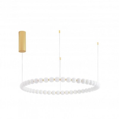 Lustra LED suspendata, dimabila, deosebita design lux PERLA opal, auriu 80cm