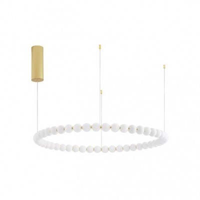 Lustra LED suspendata, dimabila, deosebita design lux PERLA opal, auriu 104cm