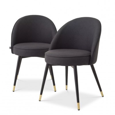 Set de 2 scaune design LUX Cooper, piele sintetica gri