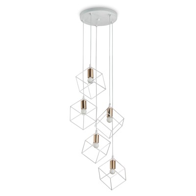 Lustra cu 5 pendule design modern ICE SP5 BIANCO