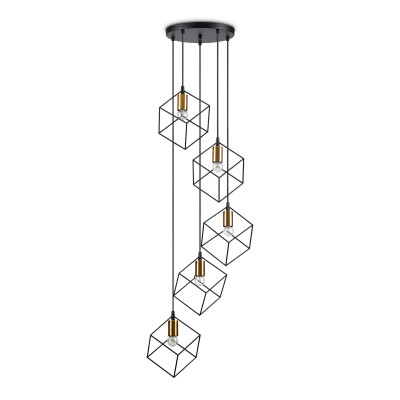 Lustra cu 5 pendule design modern ICE SP5 NERO