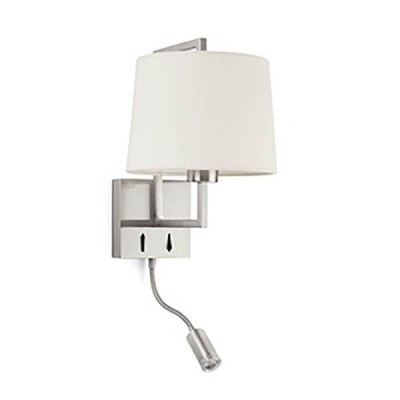 Aplica perete cu reader LED design clasic FRAME nickel/alb