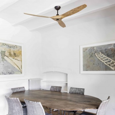 Ventilator de tavan cu telecomanda design modern MOREA maro/ lemn pin