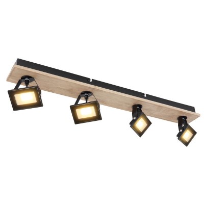 Plafoniera LED cu 4 spoturi directionabile design industrial Joya maro, negru