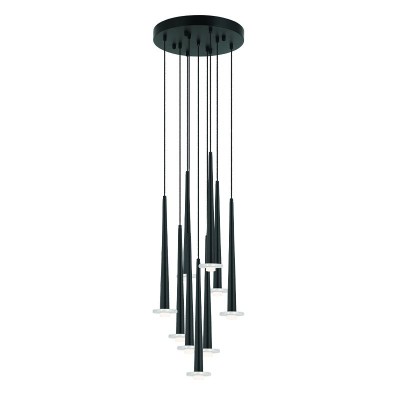 Lustra moderna cu 9 pendule LED STORM negru/ marmura alba