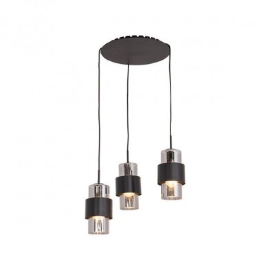 Lustra cu 3 pendule design modern Vaia crom, negru