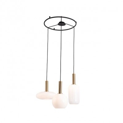 Lustra cu 3 pendule design modern Barab auriu, alb opal