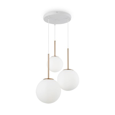 Lustra cu 3 pendule design modern Basic form auriu/ alb