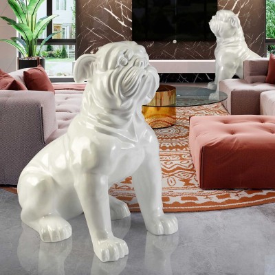 Figurina caine design decorativ White Bulldog XXL