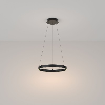 Lustra LED suspendata design modern Rim negru 40cm, 3000K