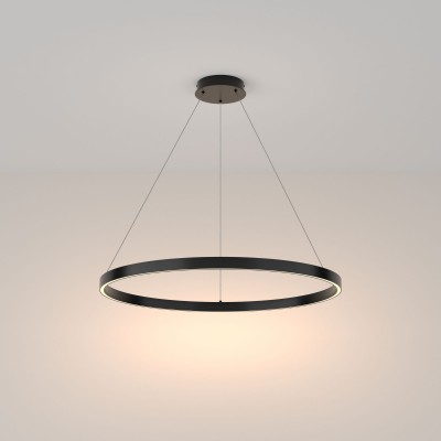 Lustra LED suspendata design modern Rim negru 80cm, 3000K