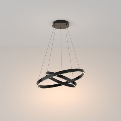 Lustra LED suspendata design modern Rim negru 60cm, 3000K