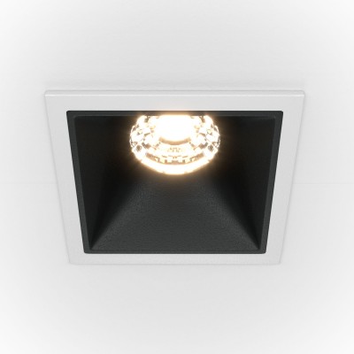 Spot LED incastrabil dimabil design tehnic Alpha alb, negru, 6,5x6,5cm, 3000K