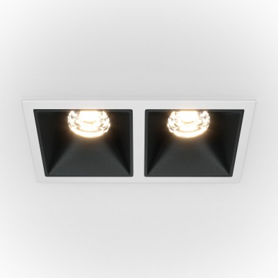 Spot LED incastrabil dimabil cu 2 surse de iluminat Alpha alb, negru 3000K