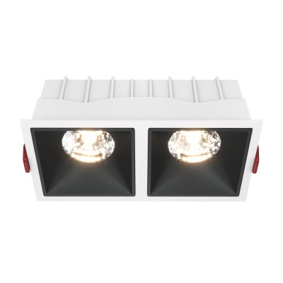 Spot LED incastrabil dimabil cu 2 surse de iluminat Alpha alb, negru, 30W, 3000K