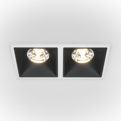 Spot LED incastrabil dimabil cu 2 surse de iluminat Alpha alb, negru 30W, 4000K