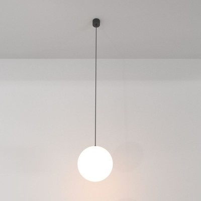 Pendul LED design tehnic Luna negru, 4000K