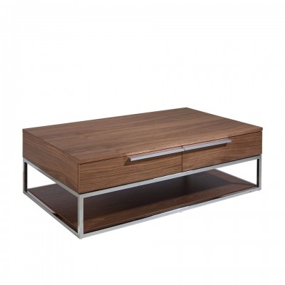 Masuta de cafea moderna design LUX Walnut and Chrome