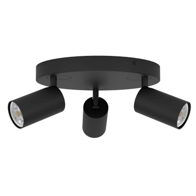 Plafoniera inteligenta, cu 3 spoturi design modern Telimbela-z negru
