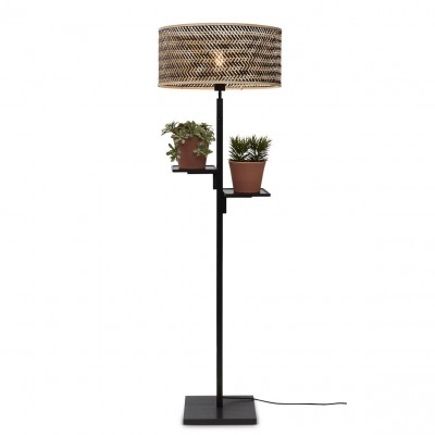 Lampadar eco din bambus cu polita Java black/50x22, bl/nat